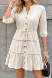 Solid Color Waist Cinched Shirt Dress
