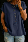 Solid Color Twisted Button Short Sleeved Shirt