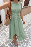 Round Neck Sleeveless Waist Cinching Dress