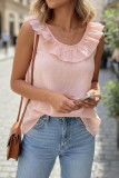 Round Neck Ruffled Sleeveless Vest