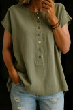 Solid Color Twisted Button Short Sleeved Shirt