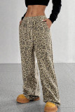 Elastic Waisted Leopard Print Wide Leg Pants