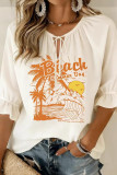 Printed Round Neck Short Sleeved Loose Shirt