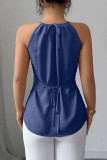 Hanging Neck Sleeveless Slim Fit Solid Color Vest