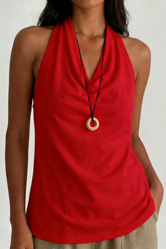 Solid Color V-neck Backless Camisole Vest