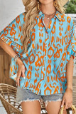 Printed Lapel Button Cardigan Short Sleeve Shirt