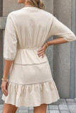 Solid Color Waist Cinched Shirt Dress