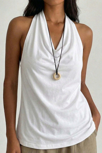 Solid Color V-neck Backless Camisole Vest