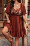 Bohemian Embroidered Short Sleeved Dress