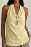 Solid Color V-neck Backless Camisole Vest