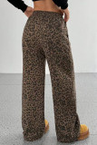 Elastic Waisted Leopard Print Wide Leg Pants