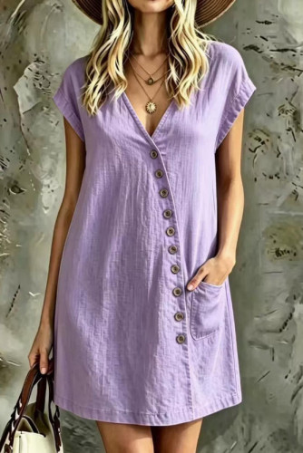 V-neck Short Sleeved Casual Dress