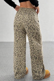 Elastic Waisted Leopard Print Wide Leg Pants