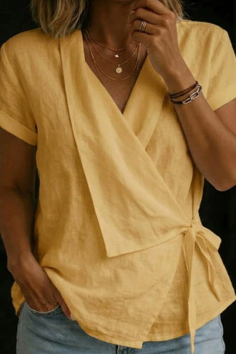 Cotton and Linen Short Sleeved T-shirt