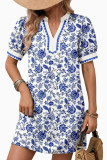 V-neck Lace Short Sleeved Straight Dress