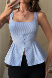 U-neck Striped Bow Backless Tank Top