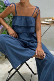 Ruffled Sleeveless Vest Wide Leg Pants 2-piece Set