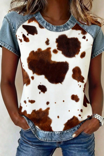 Round Neck Printed Short Sleeved Shirt