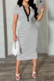 POLO Collar Striped Slim Fit Short Sleeved Dress