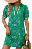 V-neck Lace Short Sleeved Straight Dress