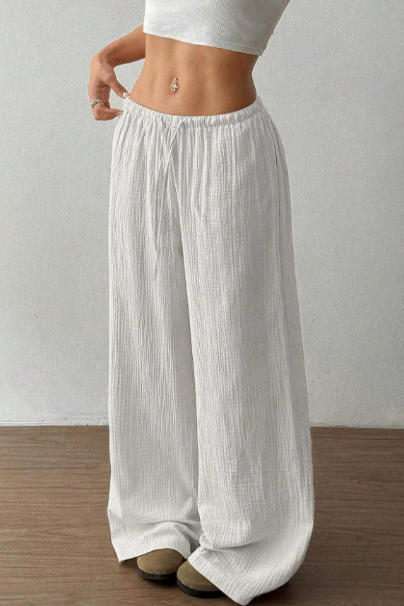 Cotton Solid Color Loose Wide Leg Pants