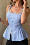 U-neck Striped Bow Backless Tank Top