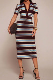 POLO Collar Striped Slim Fit Short Sleeved Dress