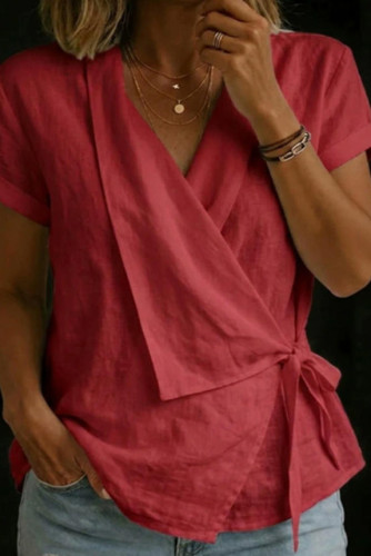 Cotton and Linen Short Sleeved T-shirt