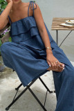 Ruffled Sleeveless Vest Wide Leg Pants 2-piece Set
