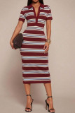 POLO Collar Striped Slim Fit Short Sleeved Dress