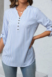 V-neck Seven Quarter Sleeve Striped Shirt