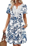 V-neck Lace Short Sleeved Dress