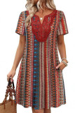 V-neck Lace Short Sleeved Dress