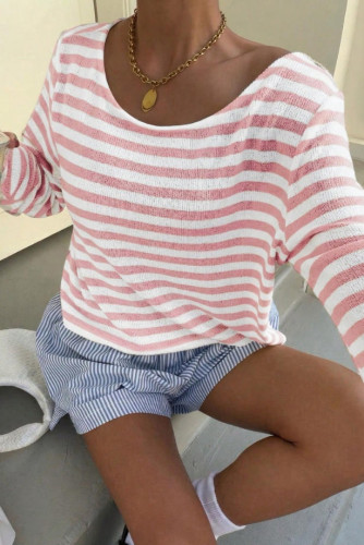 Striped Knitted Long Sleeve T-shirt