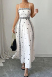 Printed Waist Cinched Sleeveless Dress