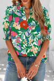 Bohemian V-neck Bubble Sleeve Shirt