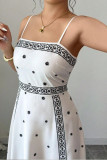 Printed Waist Cinched Sleeveless Dress