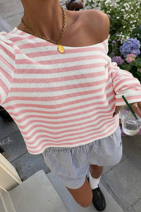 Striped Knitted Long Sleeve T-shirt