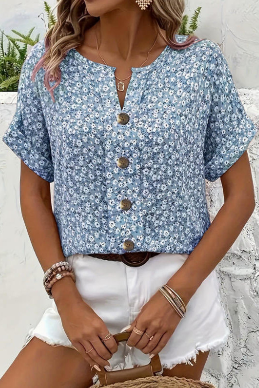 Floral Print Short Sleeved T-shirt