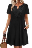 V-neck Lace Short Sleeved Dress