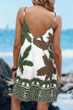 V-neck Printed Camisole Backless Dress