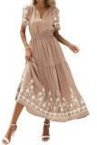 Bohemian Short Sleeved Waist Cinching Dress