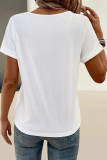 Solid Color V-neck Short Sleeved T-shirt