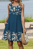 Printed Sleeveless Pocket Loose Dress
