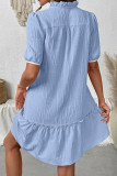V-neck Bubble Short Sleeved Ruffled Dress