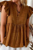 V-neck Ruffled Short Sleeved Shirt
