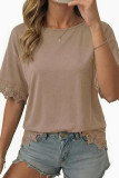 Round Neck Lace Short Sleeved Shirt