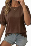 Round Neck Lace Short Sleeved Shirt