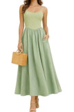 Solid Color Slim Fit Waist Cinching Dress