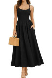 Solid Color Slim Fit Waist Cinching Dress